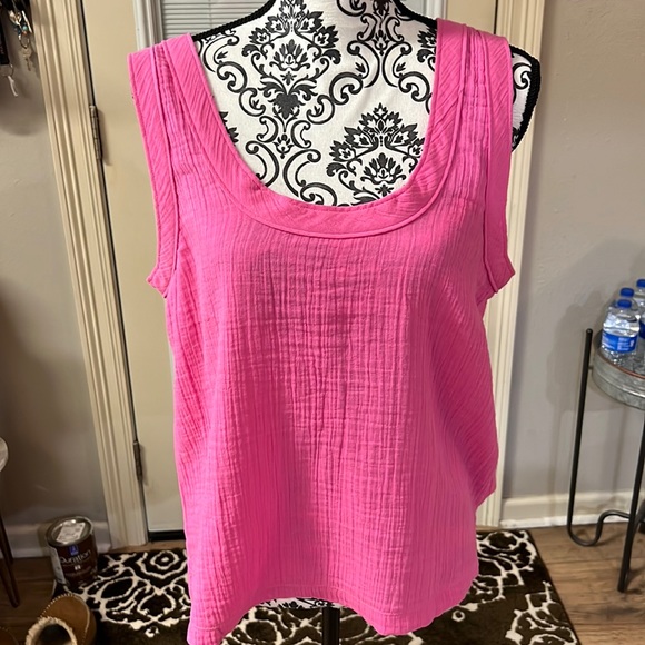 LOFT Tops - # 703 LOFT Pink Blouse Medium Gauze NWT